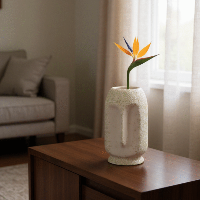 Ceramic Human Face Flower Vase – Modern Decorative Pot for Home & Office | Unique Artistic Showpiece (25 cm X 11cm), weight 1.7kg