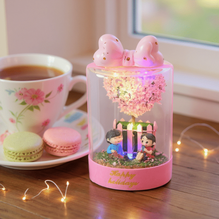 "A toy figure in a jar with Light for Home Decoration | 6 Inch Decorative LED Showpiece | Elegant Table Décor & Gift Item"