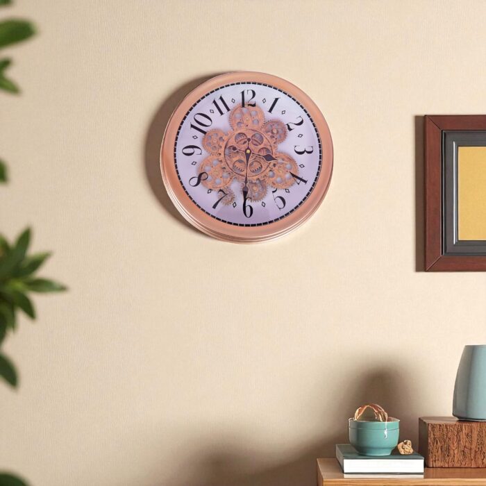Antique Wall Clock with Mechanical Look | Vintage Style Decorative Gear Design Wall Clock for Home, Living Room & Office. 14X14 INCH